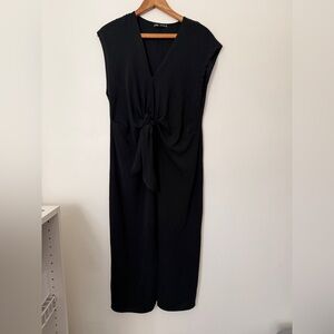 Zara Black Midi Twist-Front Dress